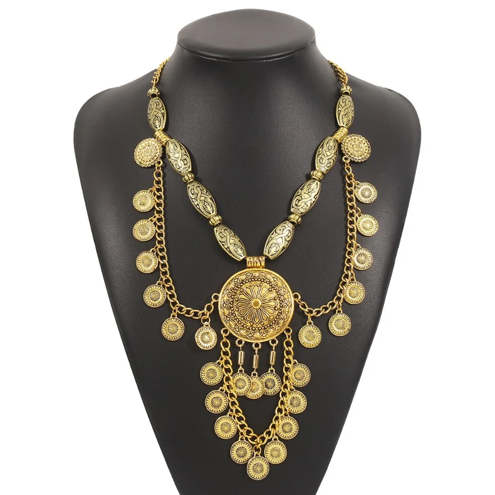 Vintage Geometric Fringed Necklace, Bohemian Ethnic Style Personality Collarbone Chain