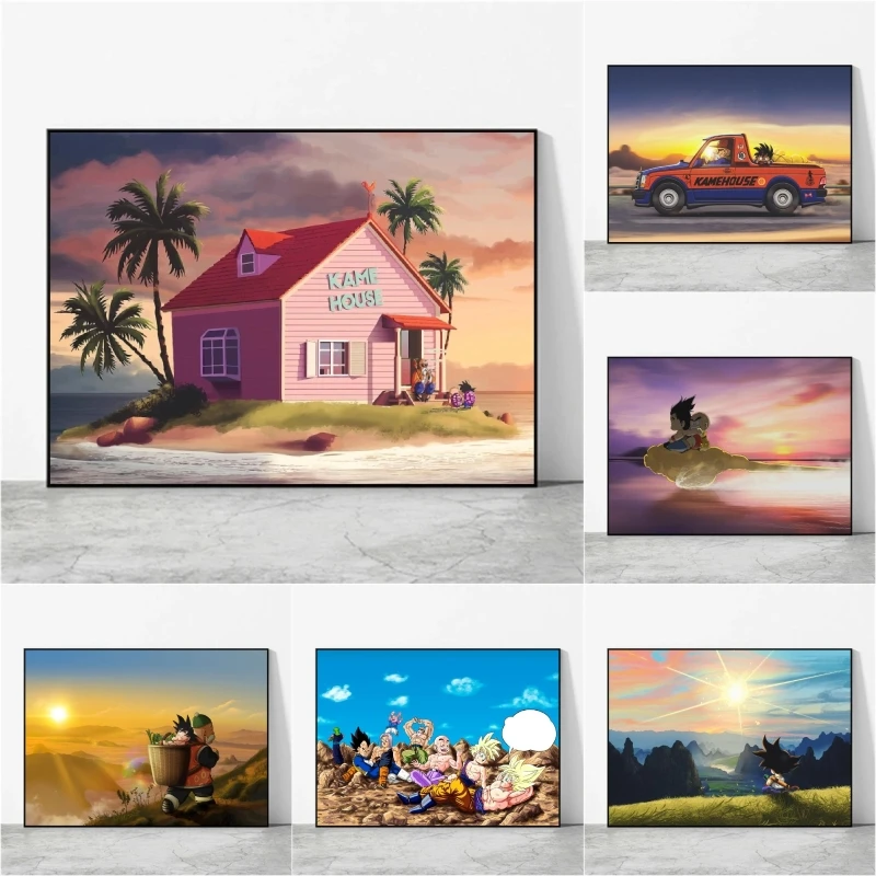 

Anime Dragon Ball Goku Master Roshi Canvas Painting Classic Scene Images Childhood Memories Modern Home Decoration Children Gift