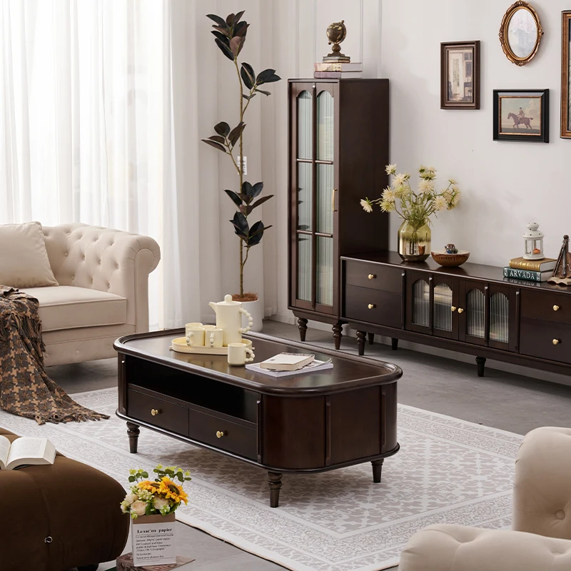 Mesa de centro ligera de lujo de madera maciza pura.