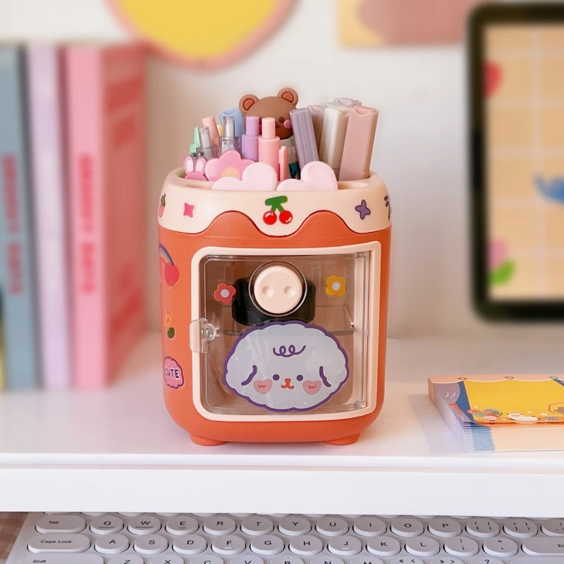Мультяшный органайзер для хранения канцелярских принадлежностей, пенал, пылезащитный для студенток, женщин и девочек