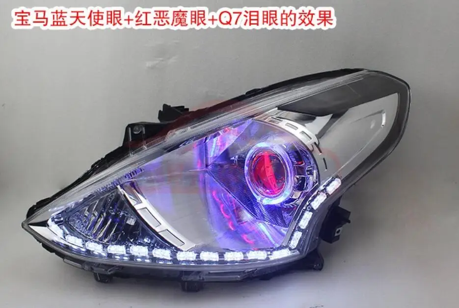 Car Head Light For Nissan Sunny Headlight Almera 2010~2013/2014~2017y Sunny Headlight Bi-Xenon Beam Fog Light Angel Eyes Auto