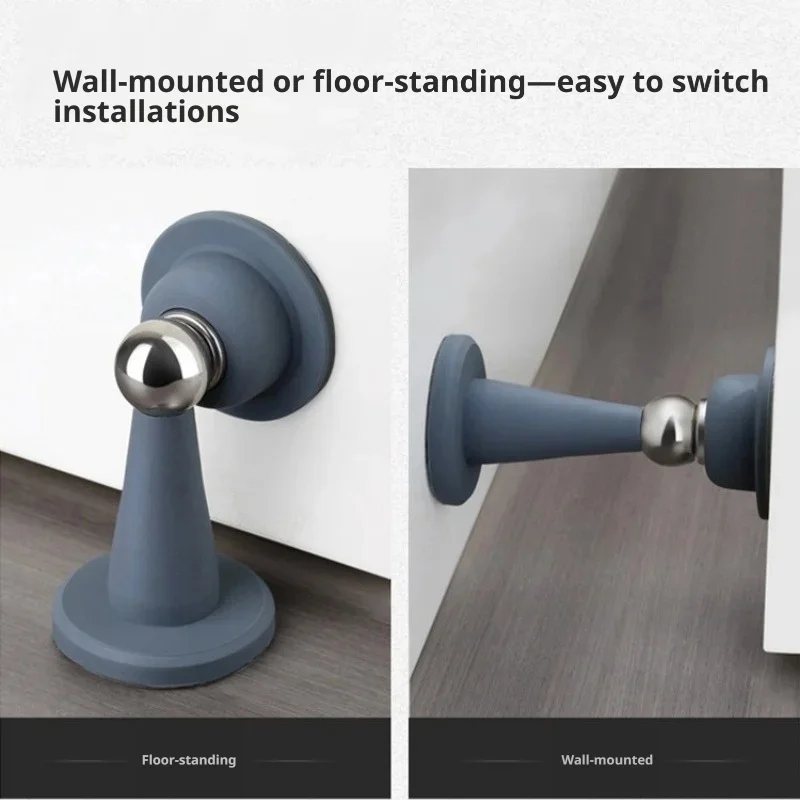 Premium Silicone Magnetic Door Stop Floor Mount Drill-Free Anti-Collision Non-Marking for Bathroom Bedroom Home And Office