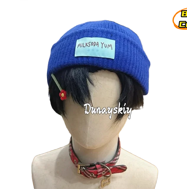 Alien Stage Anime Cosplay Ivan Hat Parts Prop Blue Knitted Hat Warm Cap Letter Cap Unisex Cap Roleplay Customized