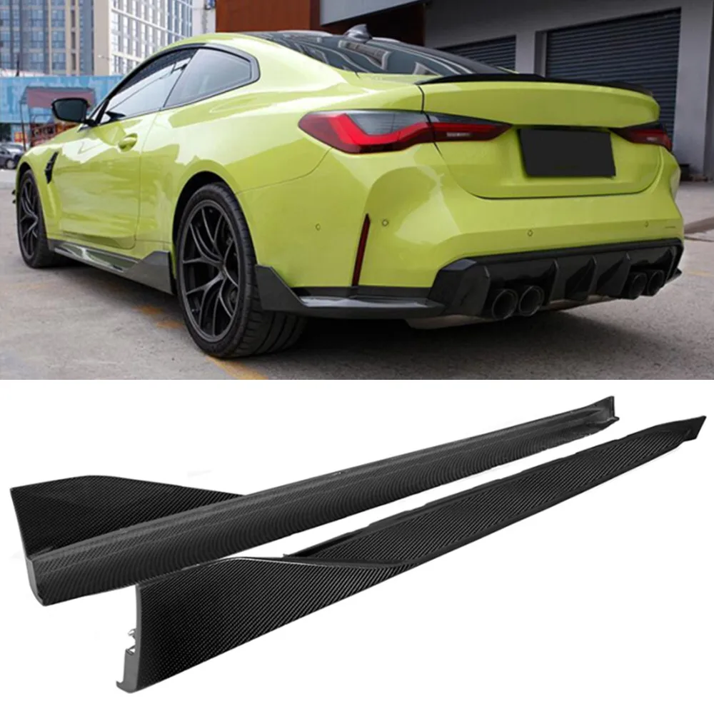 For BMW M3 G80 M4 G82 G83 Add MP Style Dry Carbon Side Bumper Extension Lips Rocker Winglet Side Skirts 2020+