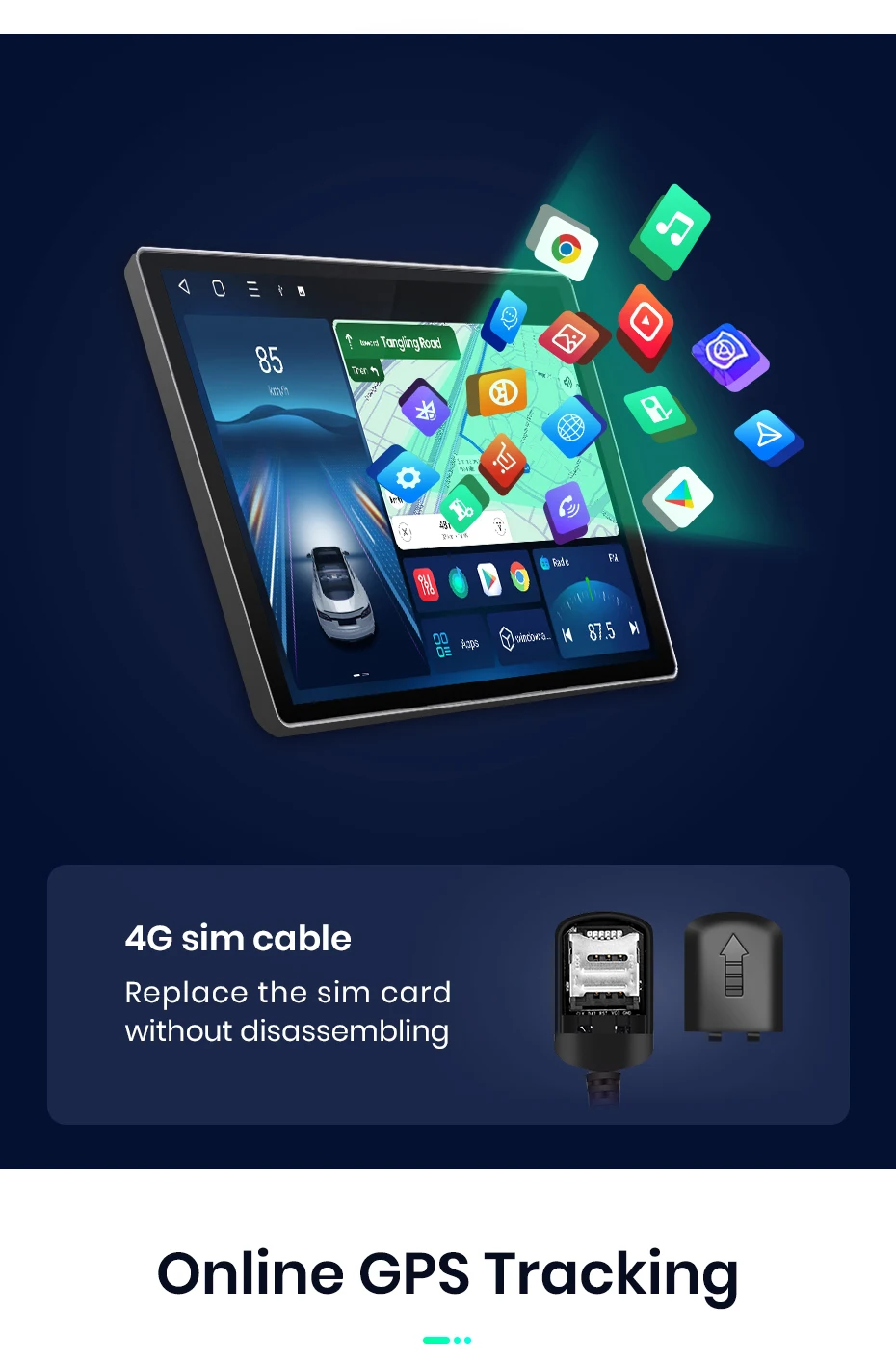 Junsun 11,5 Zoll QLED Touchscreen Universal-Autoradio, kabellos, für Apple CarPlay, Android Auto, Stereo-Multimedia-Videoplayer, intelligente Fahrzeugsysteme, 2-DIN-Autoradio, Head Unit, GPS-Navigation, BT, 4G, WLAN, 8-Kern-Prozessor, FM, AM, DSP, RDS, SWC, DAB – Detail 18