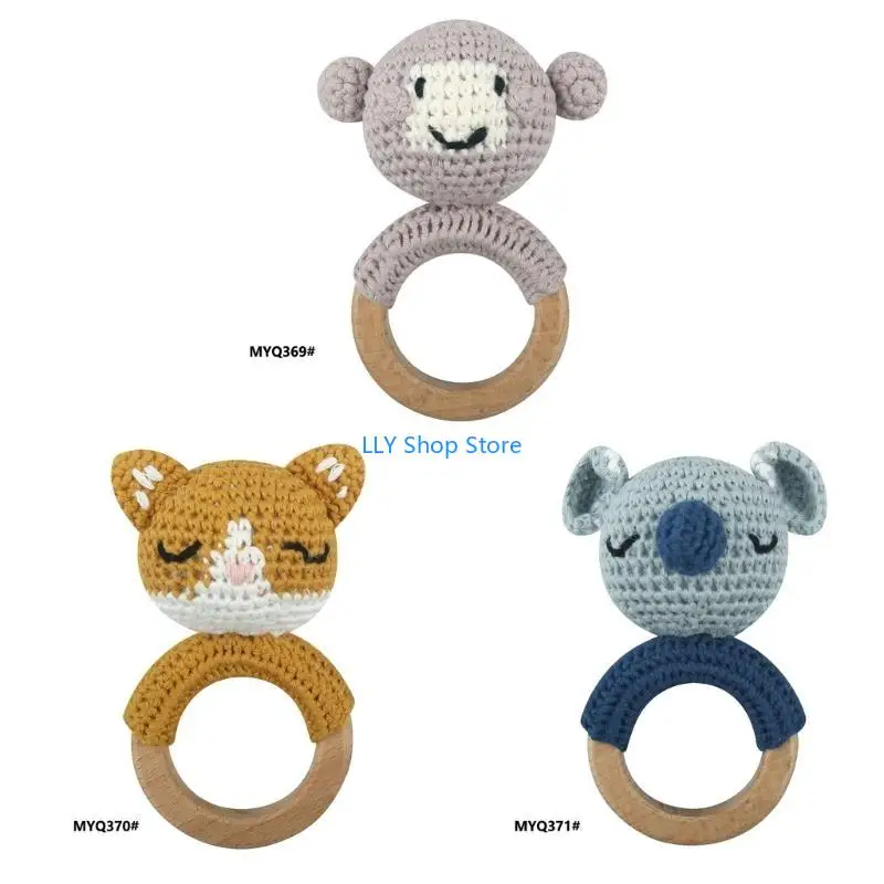 

T8UD Crochet Animal Rattle Toy Soother Bracelet Teether Ring Toy Baby Product