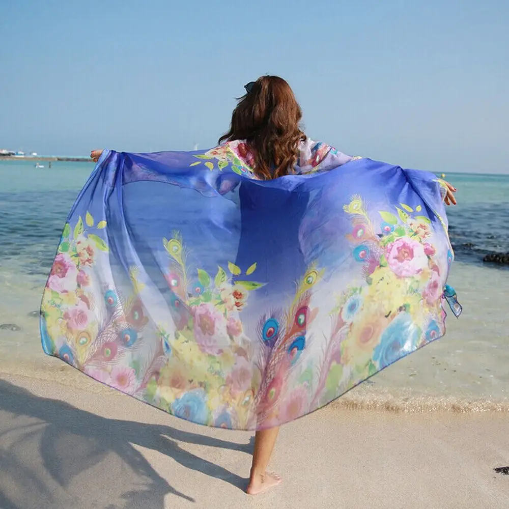 Gift Clothing Accessories Head Wrap Ladies Chiffon Scarf Silk Scarf Beach Shawl Summer Beach Sarong Scarf