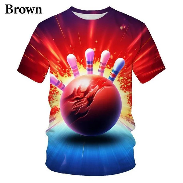 

Personality Bowling Sports 3D Printed T-shirts Fun Outdoor Street Sports T-shirts Cool and Colorful Ball T-shirts