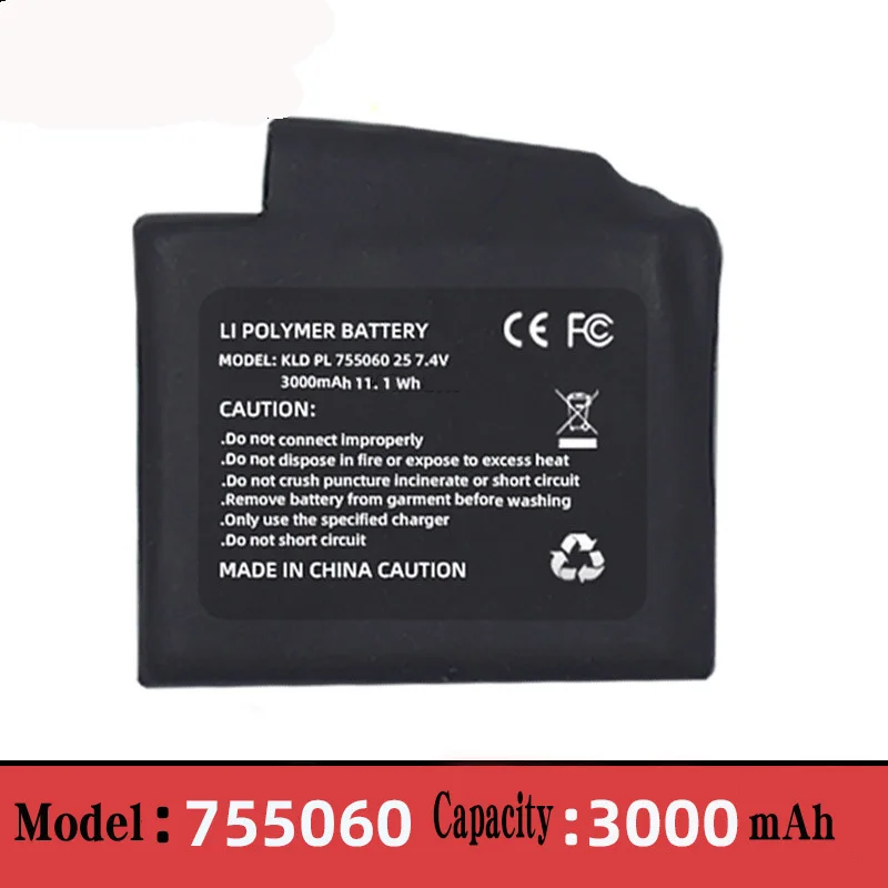 1-8 pces luvas aquecidas bateria 7.4v 3000mah bateria de polímero de lítio para colete de aquecimento, meias, inverno anticongelante poupança de calor bateria