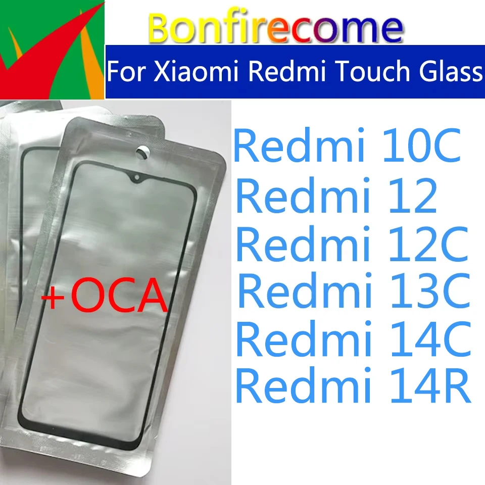 

10 шт./партия для Xiaomi Redmi 14C 12 13C 12C Сенсорная Панель переднее внешнее стекло объектив ЖК-стекло с OCA клей Замена