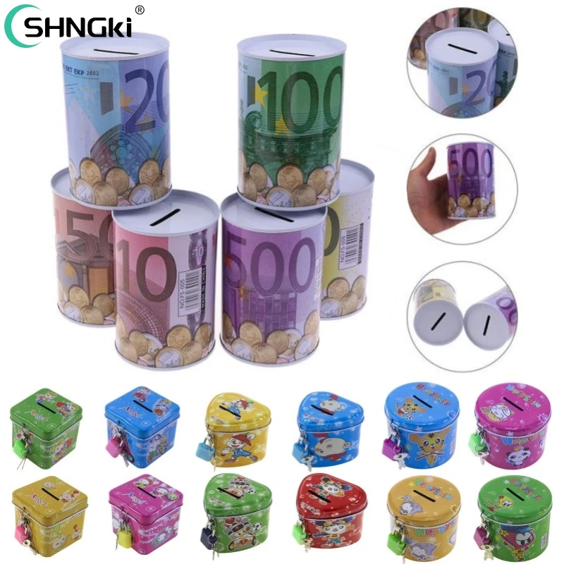 Vuông Giá Đỡ Điện Thoại Hình Con Heo Nhật Ký Chú Bé Loạt Tấm Thiếc Hộp Tiết Kiệm Tiền Nồi Đồng Xu Hộp Quà Tặng Trang Trí Nhà Hộp Đựng Tiền Tiết Kiệm Tiền Xu tiền Giấy