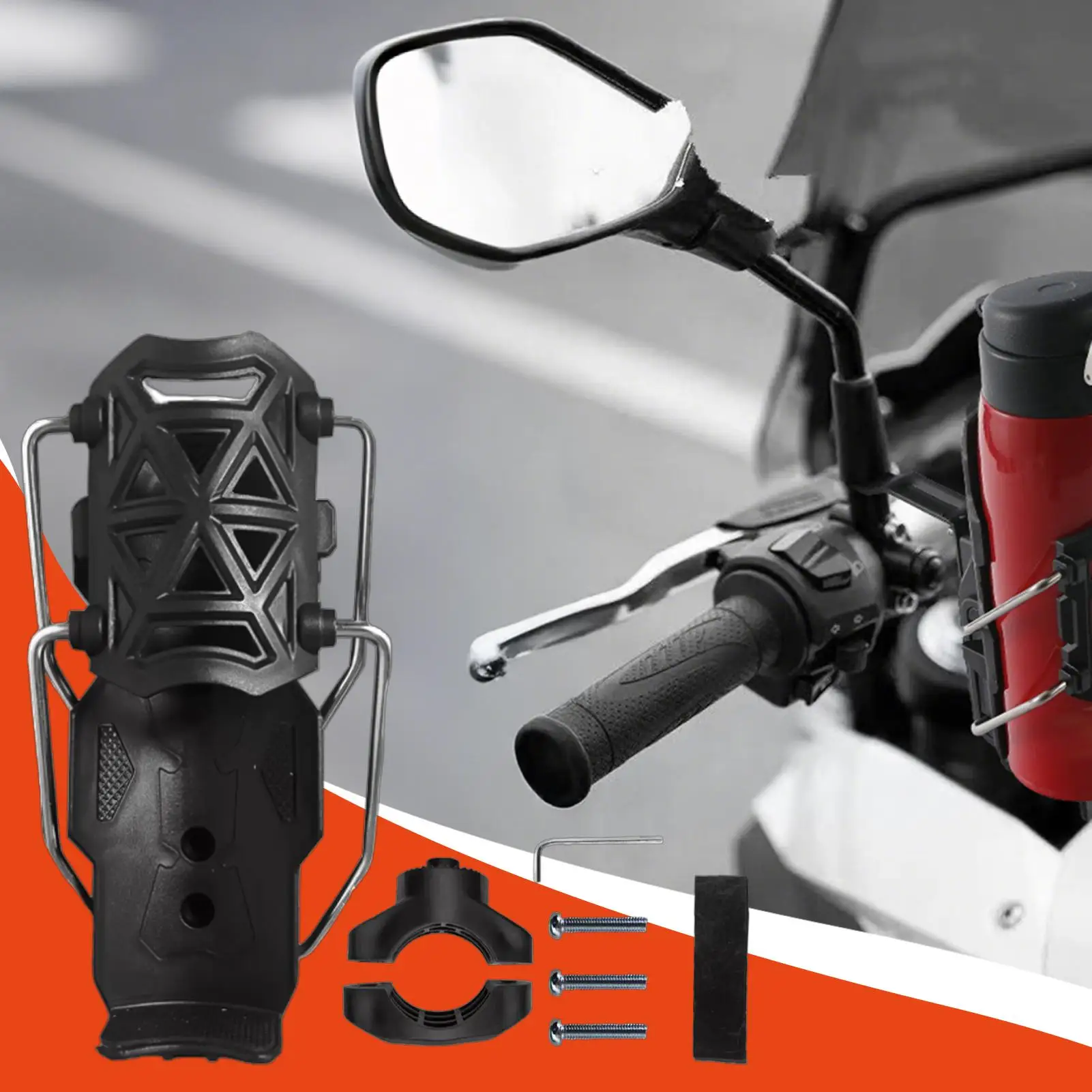 Motorcycle Drink Cup Holder No-Drill Bumper Brake Bar Handlebar Drink Bottle Holder Folding Turntable Cup Rack