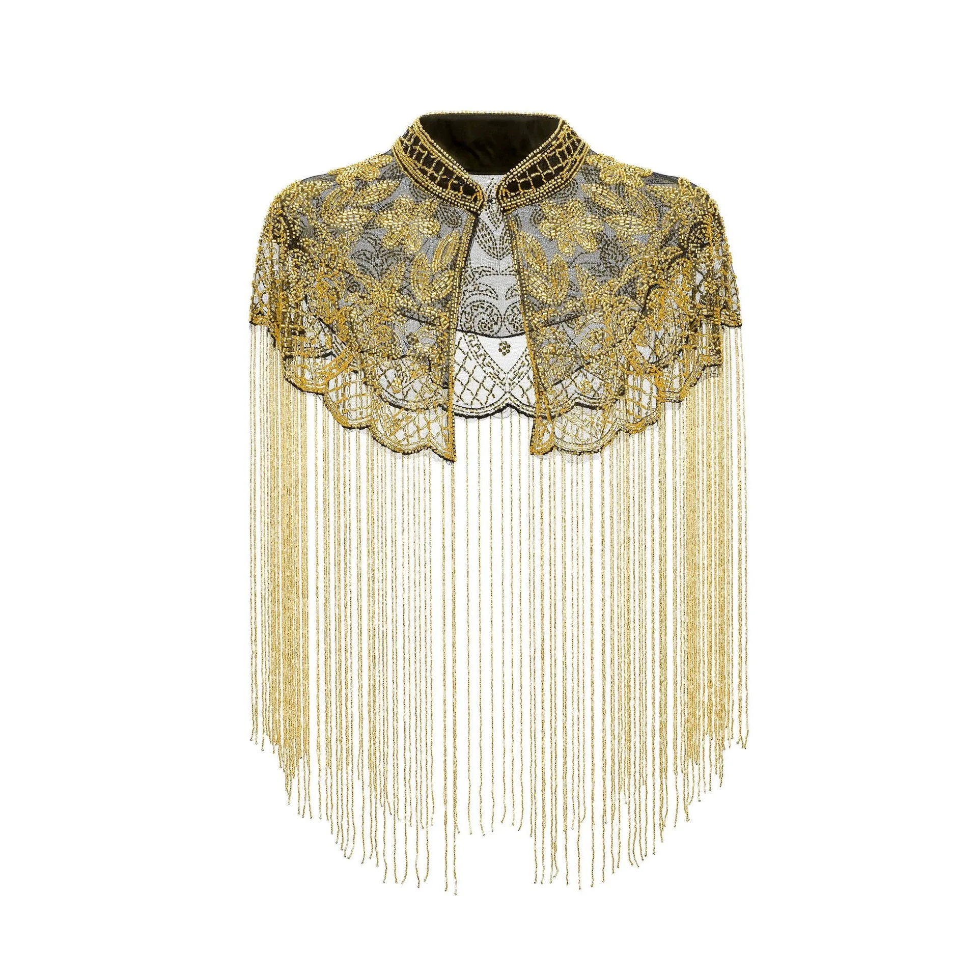 

Women's Luxurious Embroidered Capelet Shawl Geometric Pattern Wrap Formal Evening Party Wear
