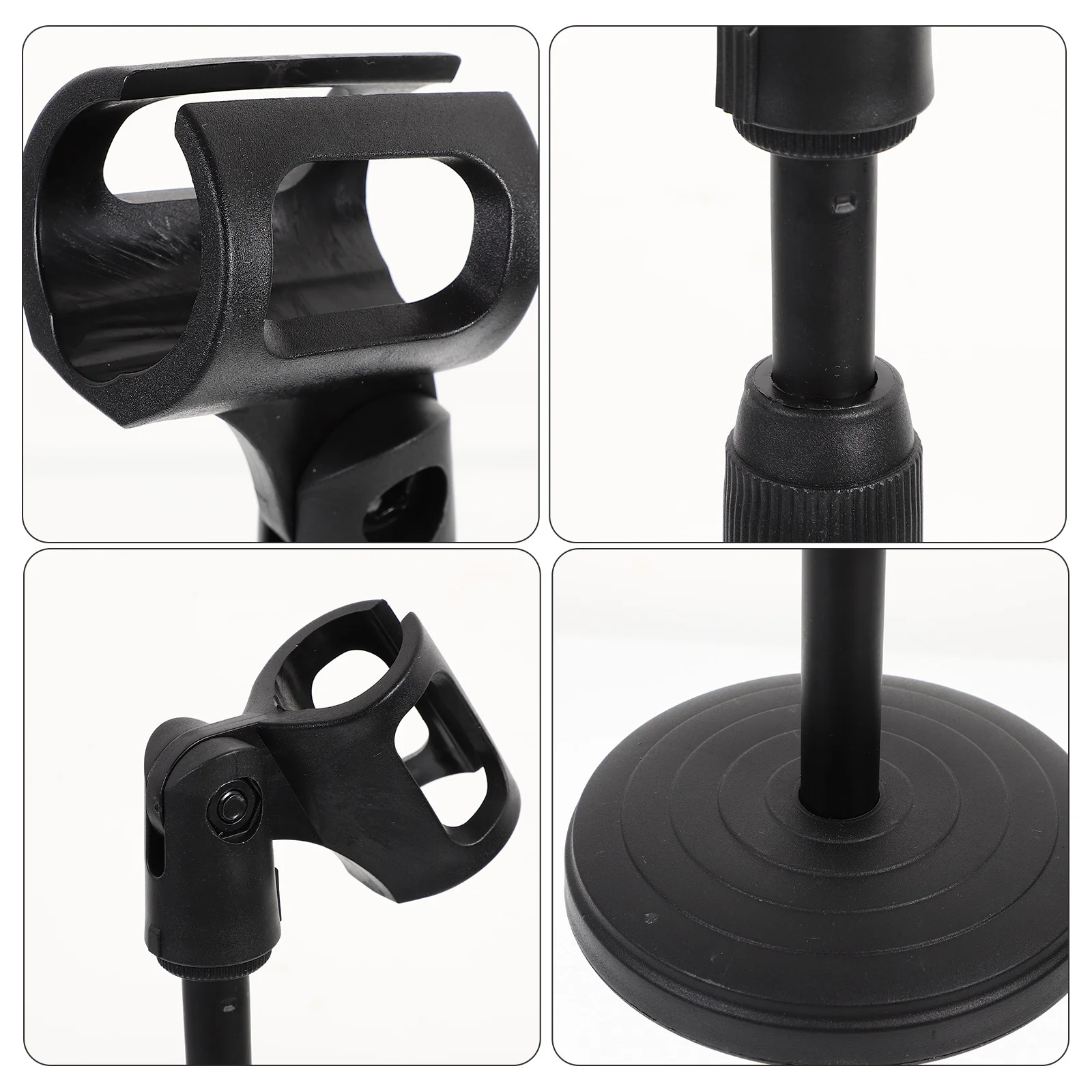 

Desktop Microphone Stand Adjustable Table Mic Stand Plastic Mic Clip Stable Holder for Live Chat Recording Conference