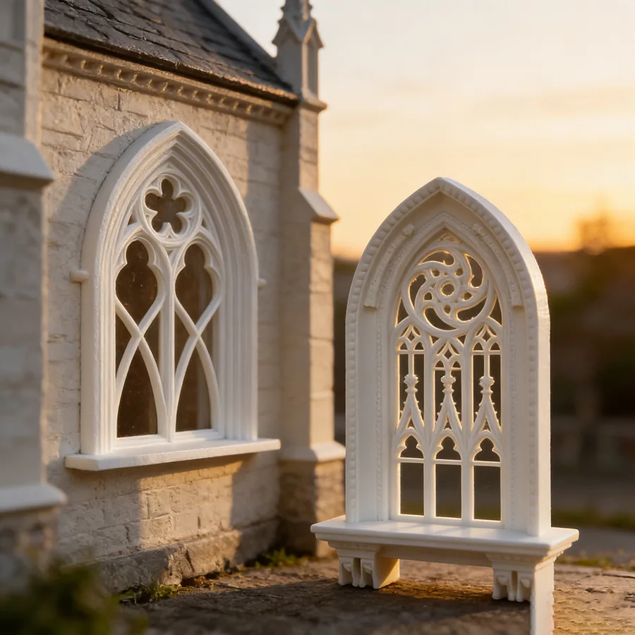 

12 Scale Gothic Window Model for Dollhouse Miniature 3D Craft Architectural Scene Decor Versatile Accessory for Various Dolls