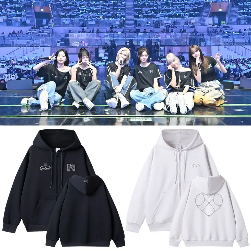 NMIXX Concert Change Up MIXX Lab Hoodies Kpop Fashion Letter Print Loose Sweatshirt HAEWON JIWOO Same women Men Zipper Hoodie