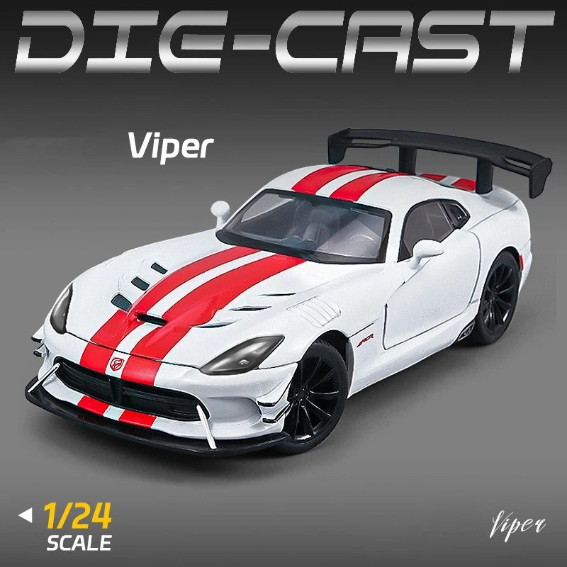 

1:24 Viper, литая под давлением игрушечная модель автомобиля, резиновая шина, свет, музыкальное колесо автомобиля, рулевое управление, миниатюрный автомобиль, коллекция для мальчиков, подарок