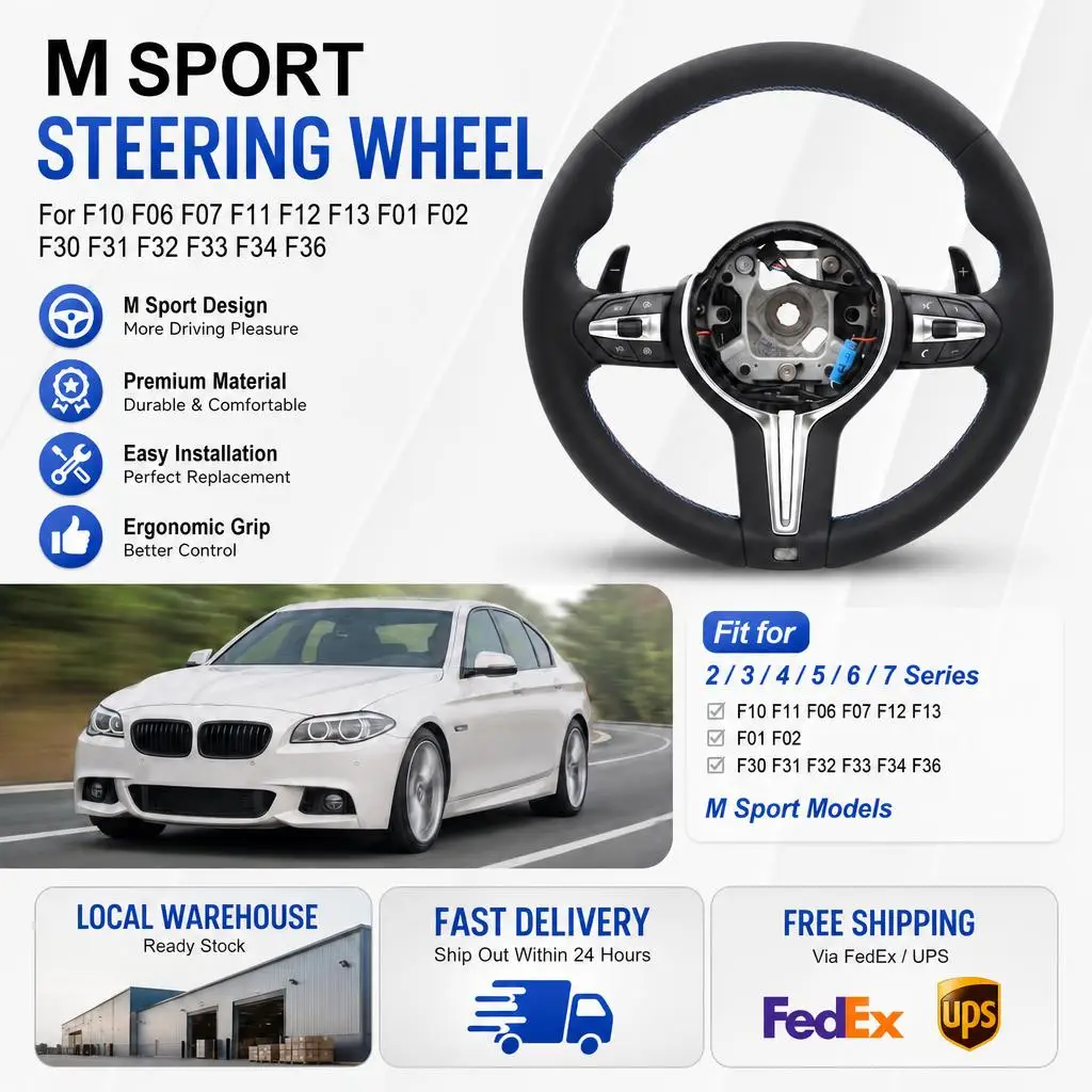 Steering Wheel For BMW M3 M5 F10 F06 F07 F11 F12 F13 F01 F02 5 6 7 Series F30 F31 F32 F33 F34 F36 2 3 4 Series M Sport Steering Wheel view 8