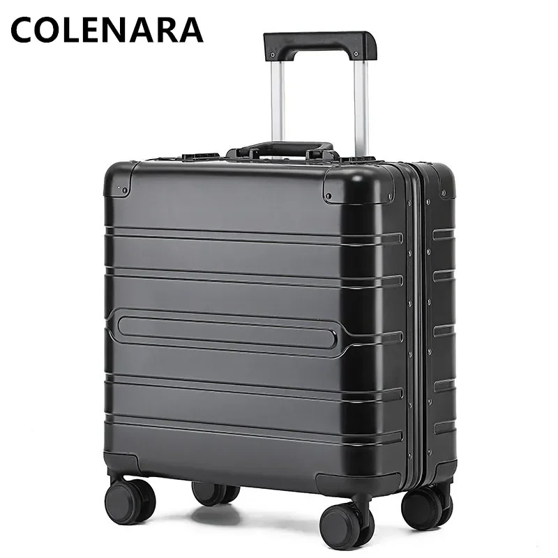 COLENARA 18 Inch Carry-on Luggage New All-aluminum Magnesium Alloy Trolley Case Men\'s Small Boarding Box Rolling Suitcase