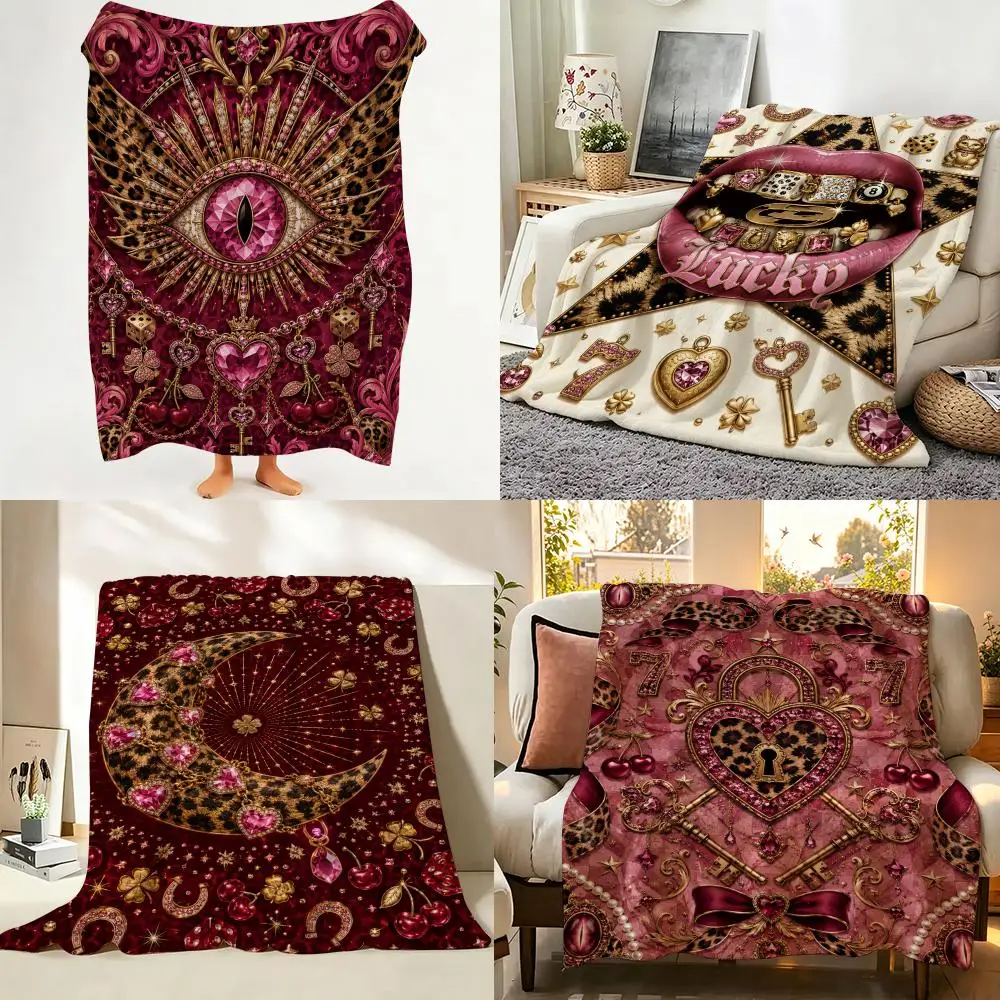 Trendy Leopard Camo Abstract Halloween Collection Throw Flannel Throw Blanket Suitable warm for Sofa、Living Room、Bedroom soft