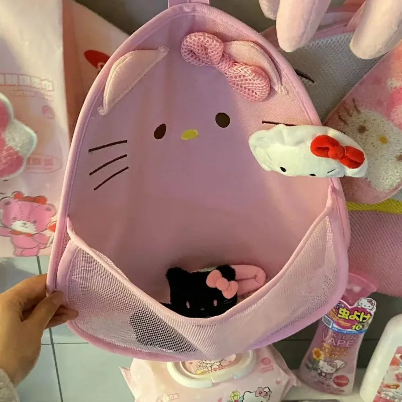 Hello Kitty Creative Cartoon Cute Print Kawaii Net Bag Home Bathroom Dirty Clothes Basket Student Dormitory Sundries Storage Bag