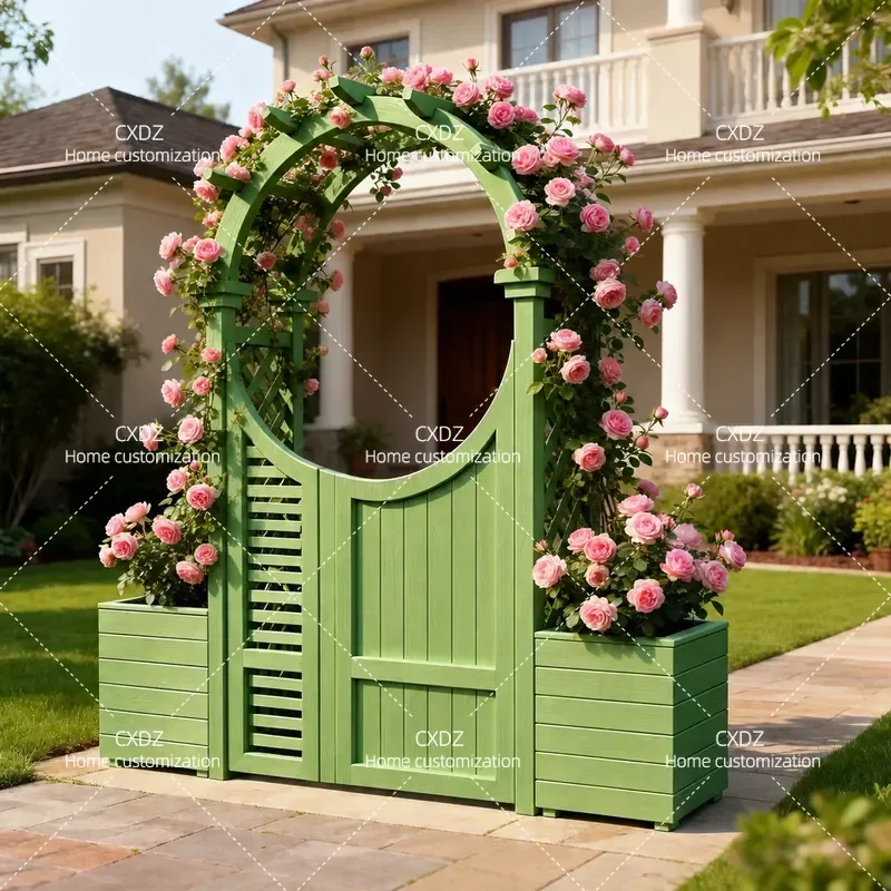 Outdoor Preservative Wood Arch Flower Stand Climbing Vine Support Garden Door Grape Trellis Courtyard Gallery Frame Planting