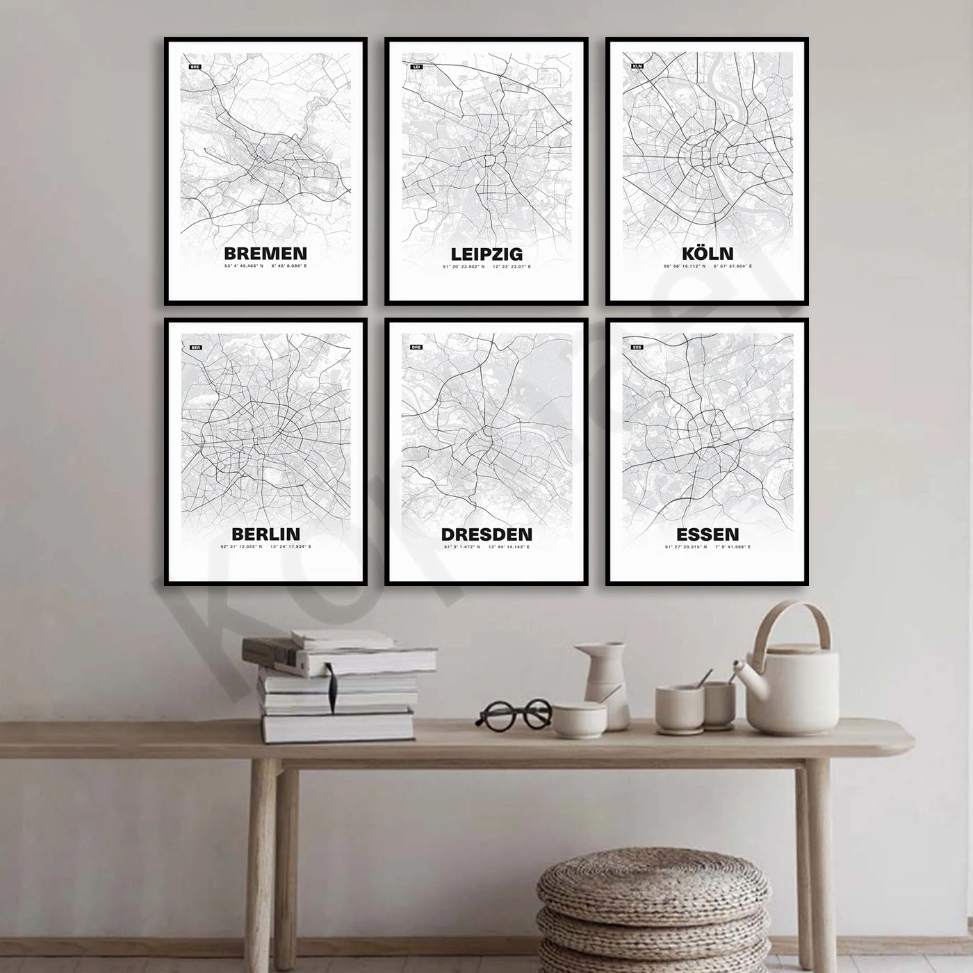 Lübeck Nuremberg Essen Dortmund فرانكفورت ميونيخ برلين فلينيس لايبزيغ دوسلدورف كولونيا بريمن هانوفر هامبورغ. ملصق الخريطة