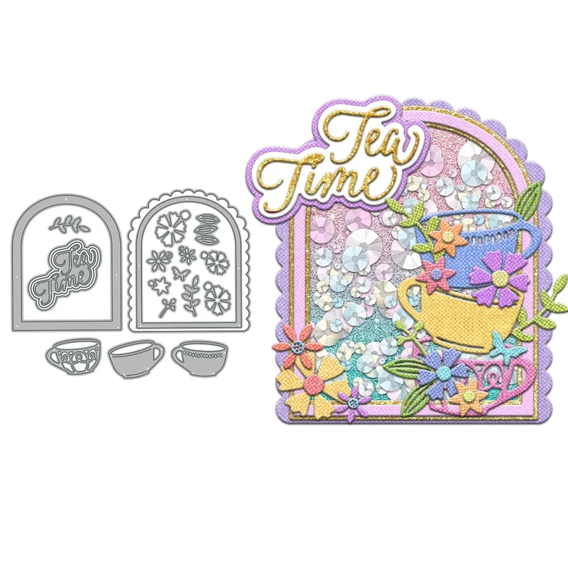 

Flowers Floral Cups Gate Cutting Dies DIY Scrapbooking Supplies Metal Dies Knife Mold For Card Making Albums Decor