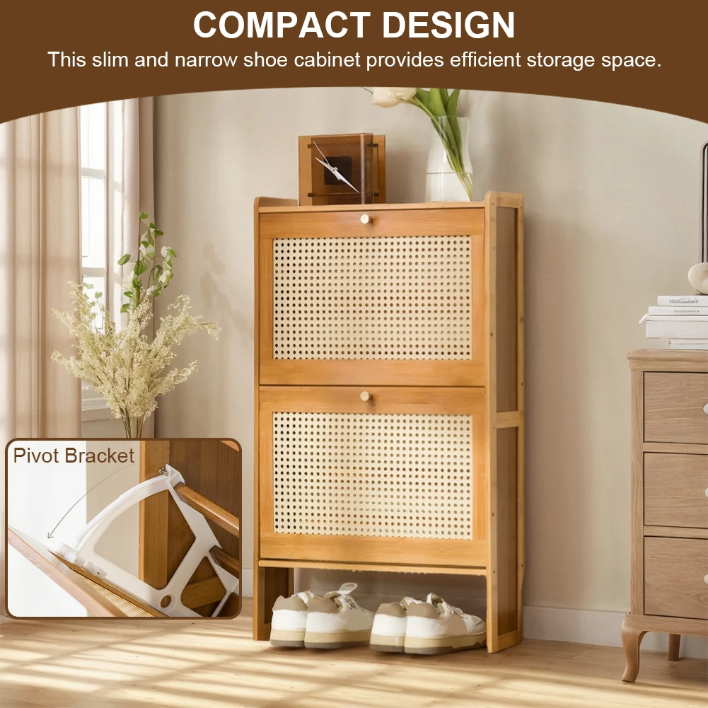 

Bamboo Shoe Rack Simple Entrance Shoe Cabinet Wooden Shoe Storage Cabinet Organizer Multiple-Layers Space Saving Boxes for Room