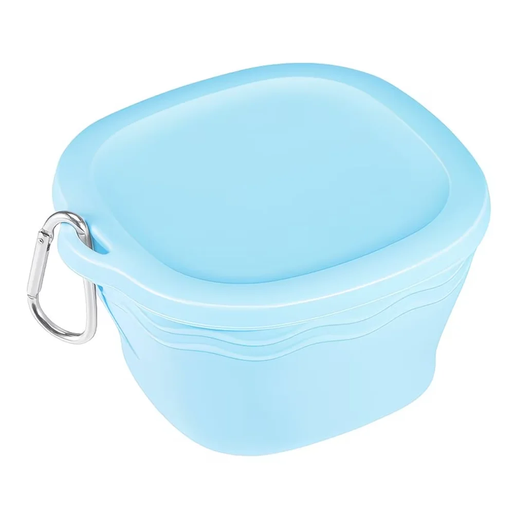 Macaron Color Pet Portable Foldable Silicone Bowl, Macaron Color Reusable Food Container for Outdoor Travel, Hanging Design