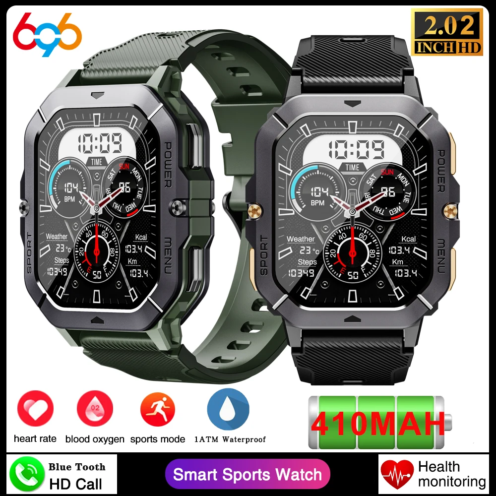 Outdoor Waterproof Smart Watches Men Blue Tooth Call Smartwatch 100+ Sport Modes Heart Rate Health monitoring Information Push