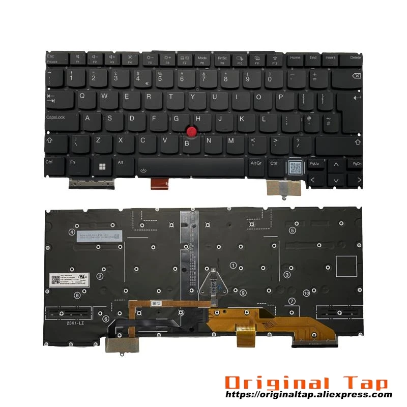 UK English Backlit Keyboard for Lenovo Thinkpad X1 Carbon Gen 12 th SN21K90086 SN21K90027