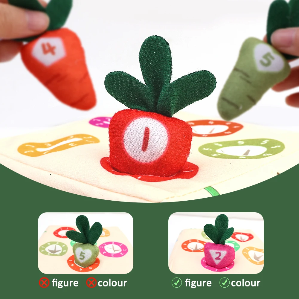 Montessory Plush Stuffed Pulling Carrot Toy for Early Education Radish Games Baby Children Boy Girl Learning Sensory Toys