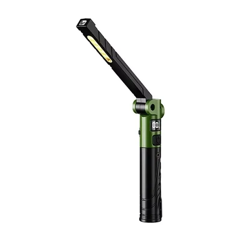 A93Z Digital Power Display LED COB Flashlight Rechargeable Light Foldable Magnetic Base Waterproof Repair Lamp