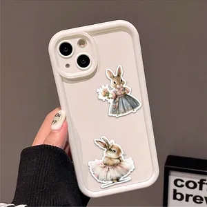 Karikatür tarzı-retro-kitaplara, çıkartmalara, balede dekoratif bir kendin yap sevimli tavşana sahip çıkartma, havuz, bilgisayar, dizüstü bilgisayar, telefon Viktorya dönemi dekorundaki 6 büyük satış-no. 3