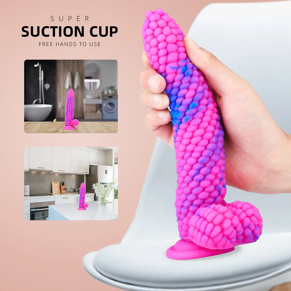 Realistic Dildo Powerful Suction Cup Big Penis Fake Dick Corn Large Particles G-spot Vagina Massage Sex Toys for Women