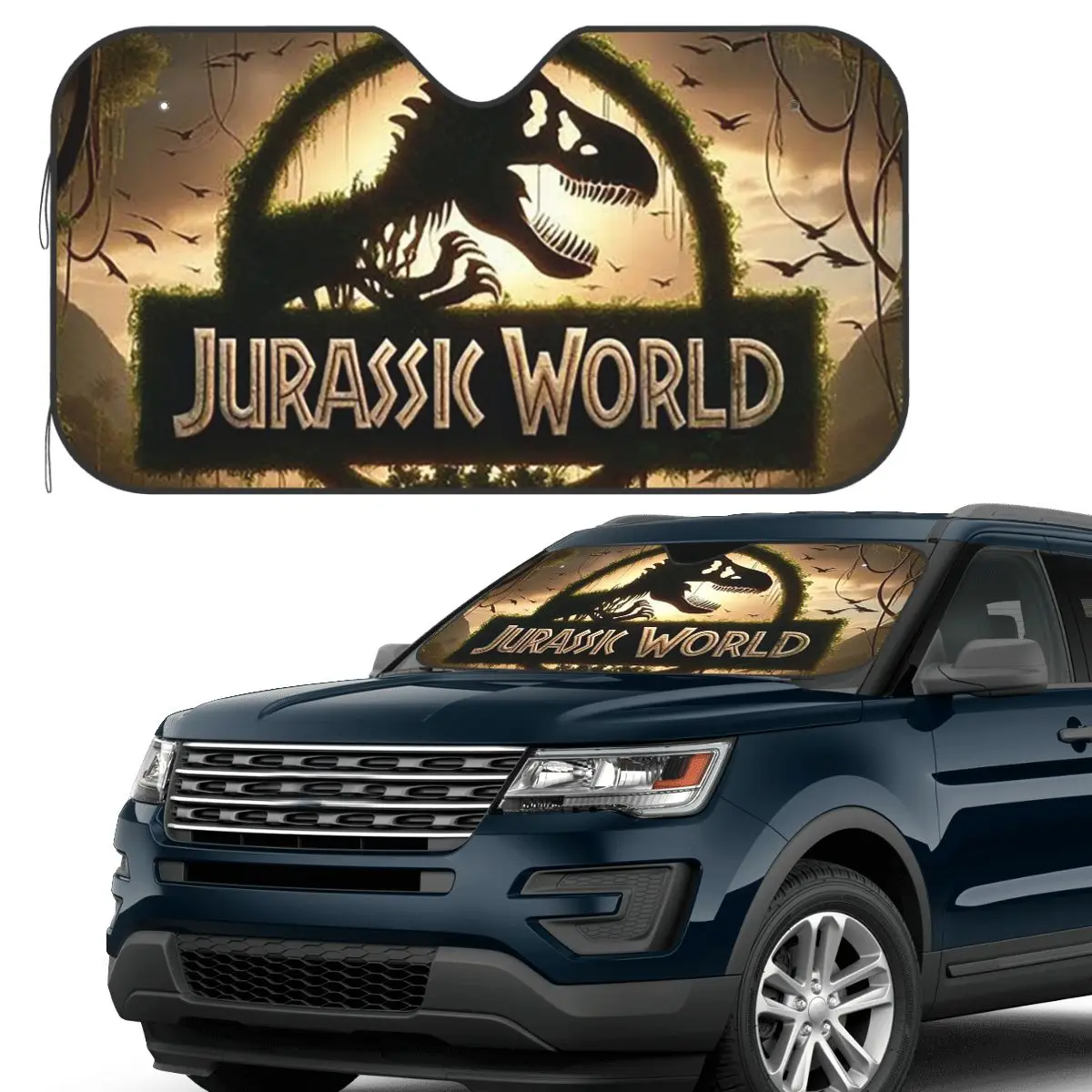 

Jurassic Park Dinosaur Print Sunshade Windscreen Car Front Windshield Window Sun Visor Accessories Covers