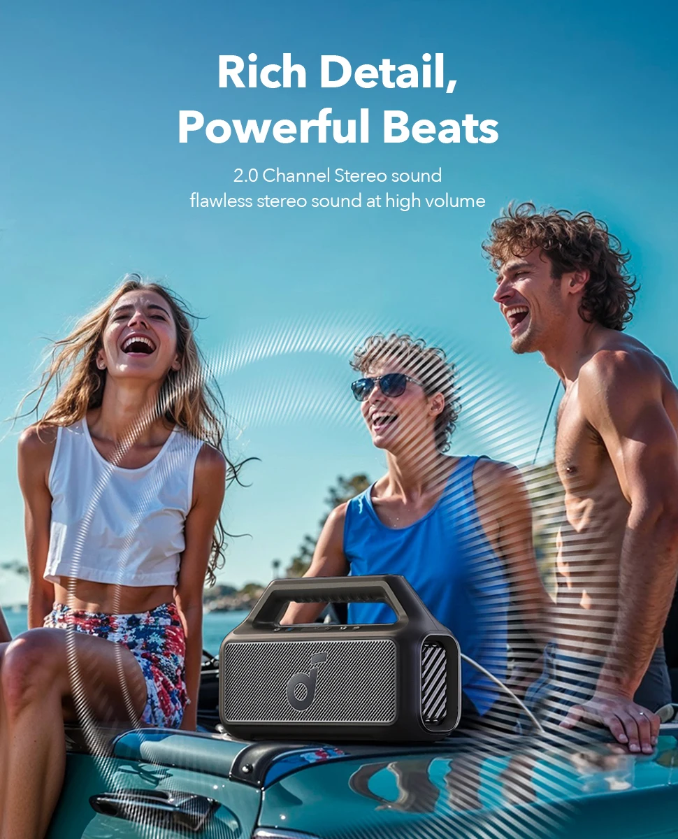 Anker-altavoz Soundcore Boom 2 SE para exteriores, caja de sonido con 18 horas de reproducción, IPX 7, impermeable y flotante, Bluetooth