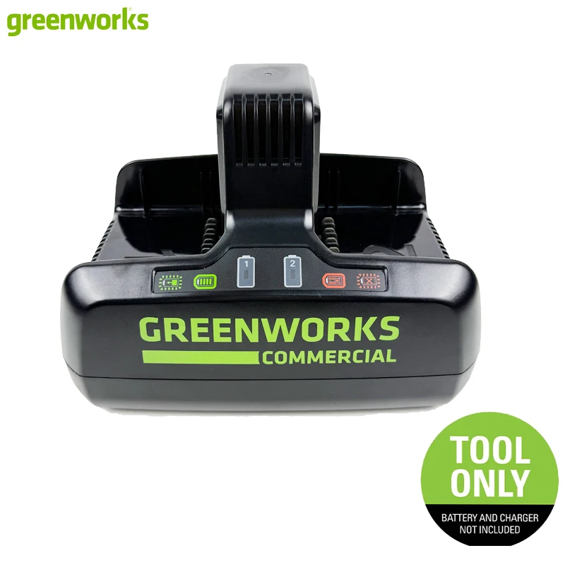 Greenworks 82V 8A Dual Port Battery Charger EU Plug LED Indicator Smart Protection Fast Charging Tool Only