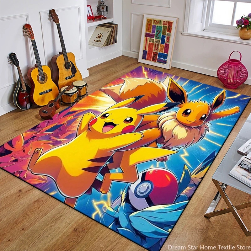 Cartoon Pokemon Anime 3D Carpet Rug for Home Living Room Bedroom Sofa Doormat Decor,Child Play Area Rug Non-slip Floor Mat Gifts
