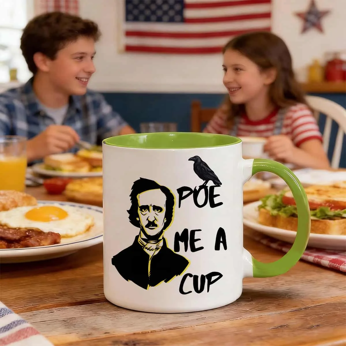 Sarcastic Edgar Allan Poe Poe Me a Cup Gothic Lettering Raven Design Mug 11oz Microwave Safe Coffee Cup High Quality Water Cup