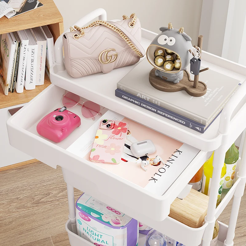 Multi story mobile kitchen, living room, bathroom, bathroom, bedside snack storage bookshelf