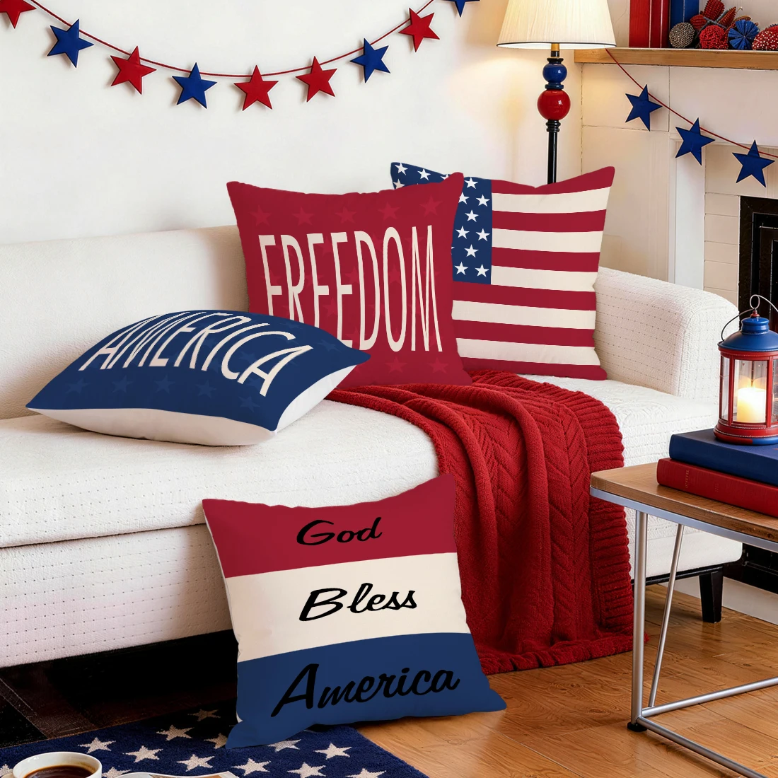 Independence Celebration Pillowcase Printed Polyester 40/45/50cm Throw Pillowcover Decorative Sofa Cushion Pillowslip Home Decor