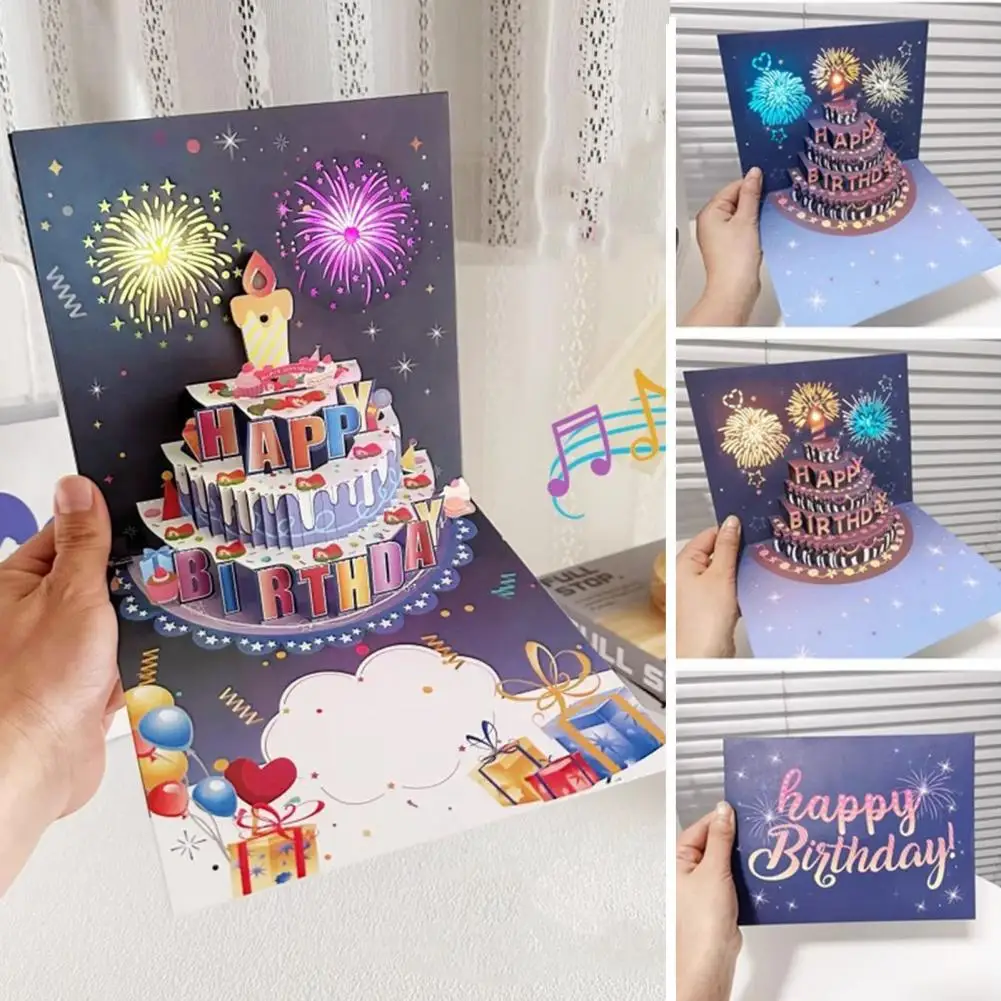 3d Pop-up Birthday Card Vibrant Pyrotechnics Birthday Card Elegant 3d Pop Up Birthday Cards with Pyrotechnics Music for Party