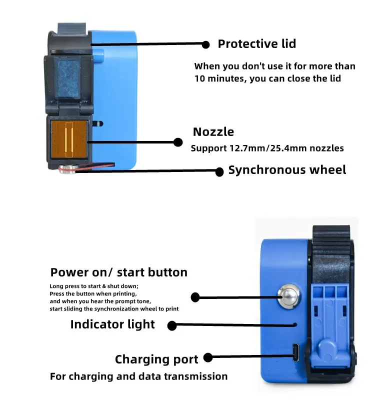 Mini Inkjet Printer Hand Batch Coding Date Coder Machine Expiration Date Stamp for Plastic TIJ Printer Single Color