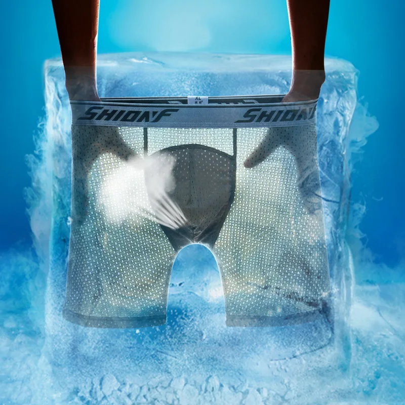 Man Sexy Breathable Fitness Boxers Fishnet Gay Gym Bodyshapping Muscular Guys Big Pouch Long Johns Underpants Panties Underwear