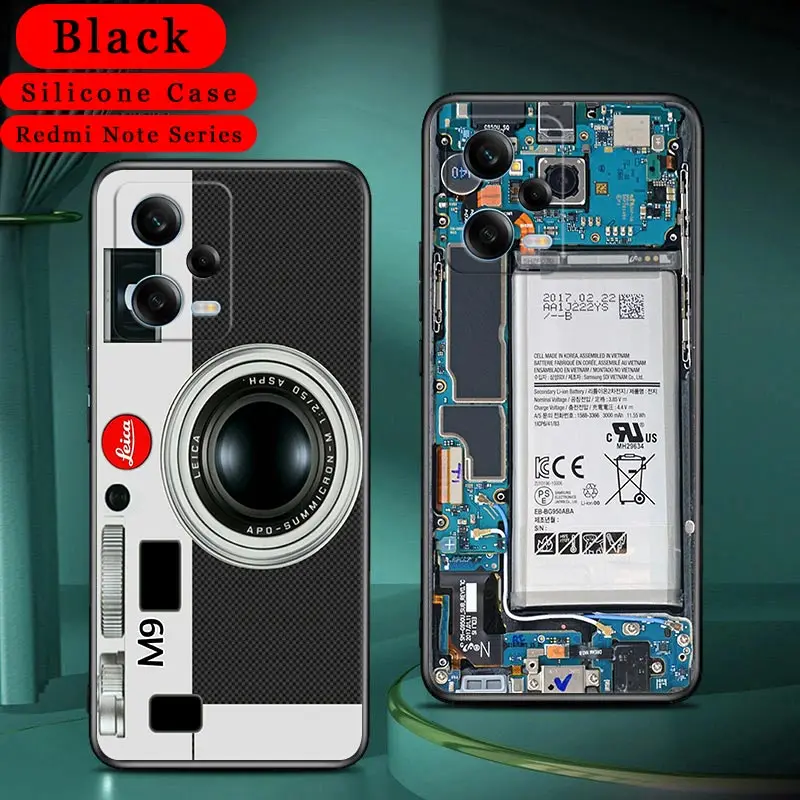 

Vintage Camera Circuit Board Music Tape Case For Xiaomi Redmi Note 13 12 11 10 9 8 Pro Plus 12S 11S 13C 12C 10C Phone Case Cover