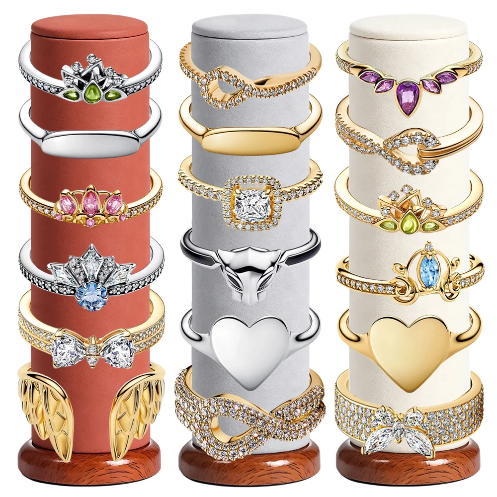 2026 Neu 925 Silber Ewige Krone Mond Schmetterling Schleife Pulswellen-Herz Prinzessinnenring Festival Exquisiter DIY Charm Schmuck Geschenk
