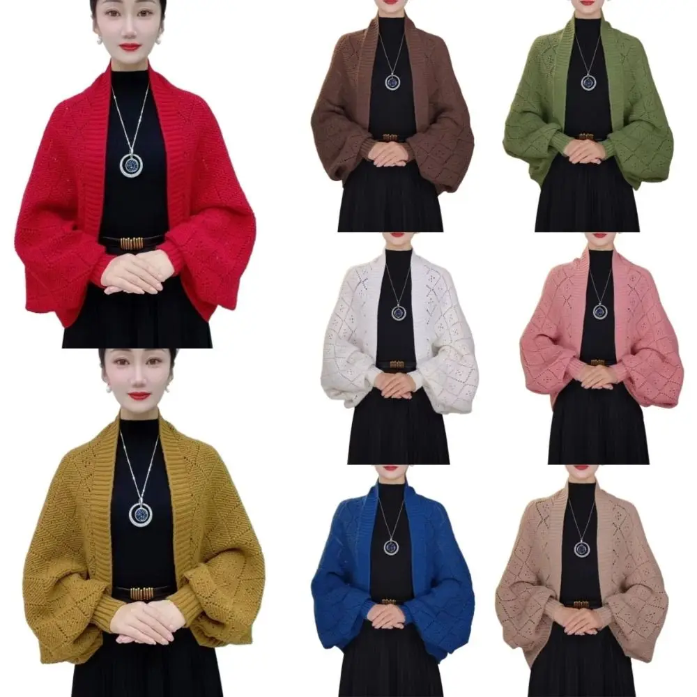 قمة الموضة الجوف خارج سترة مشغولة من الصوف فضفاضة تناسب كبيرة الحجم المرأة سترة دافئة لينة المواد الزفاف الرقبة التفاف نمط أنيق #4