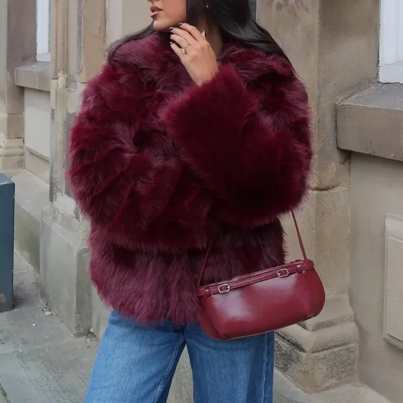 

Fashionable Elegant Fluffy Faux Fur Coat Women Long Sleeve Loose Furry Warm Coats 2025 Autumn Winter High Street Outerwear ﻿